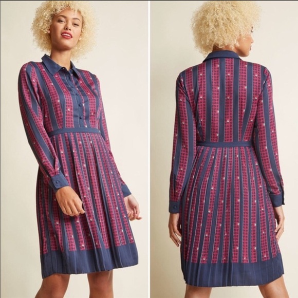 Modcloth Dresses & Skirts - Just My Typist Shirt Dress in Clover Stripe